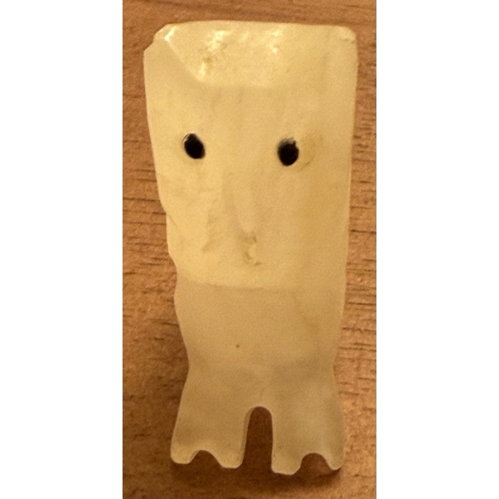 Hand Carved White Onyx Stone Owl Mini Figurine 2.3" H x‎ 1.5" D x 0.8" W